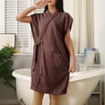 thumbnail image 2 of Miluxas Women Bathrobe Autumn and Winter Coral Fleece Solid Color Quick Dry Beach Spa Bath Robe Purple Free Size(Free Size), 2 of 4