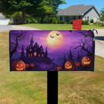 thumbnail image 3 of Halloween Castle Evil Pumpkin Purple Spooky Mailbox Covers,Magnetic 18x21 Inch Mailbox Wrap Waterproof Durable Halloween Post Letter Box Covers for Garden Outdoor Decor, 3 of 5
