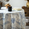thumbnail image 7 of GLORY SEASON Rustic Tablecloth French Village Linen Fabric Table Cover Decoration for Kitchen Dining 60in Round Blue, 7 of 7