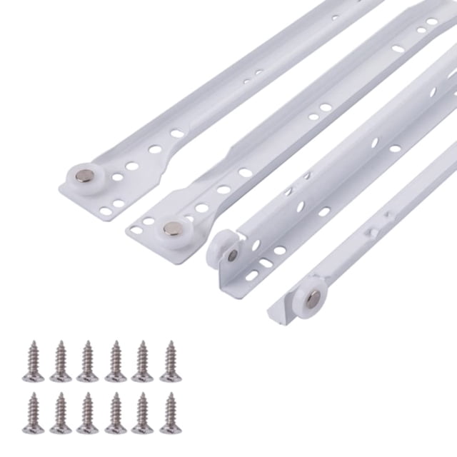 Correderas para cajón South Main Hardware de 25 cm, acero blanco, paquete de 2