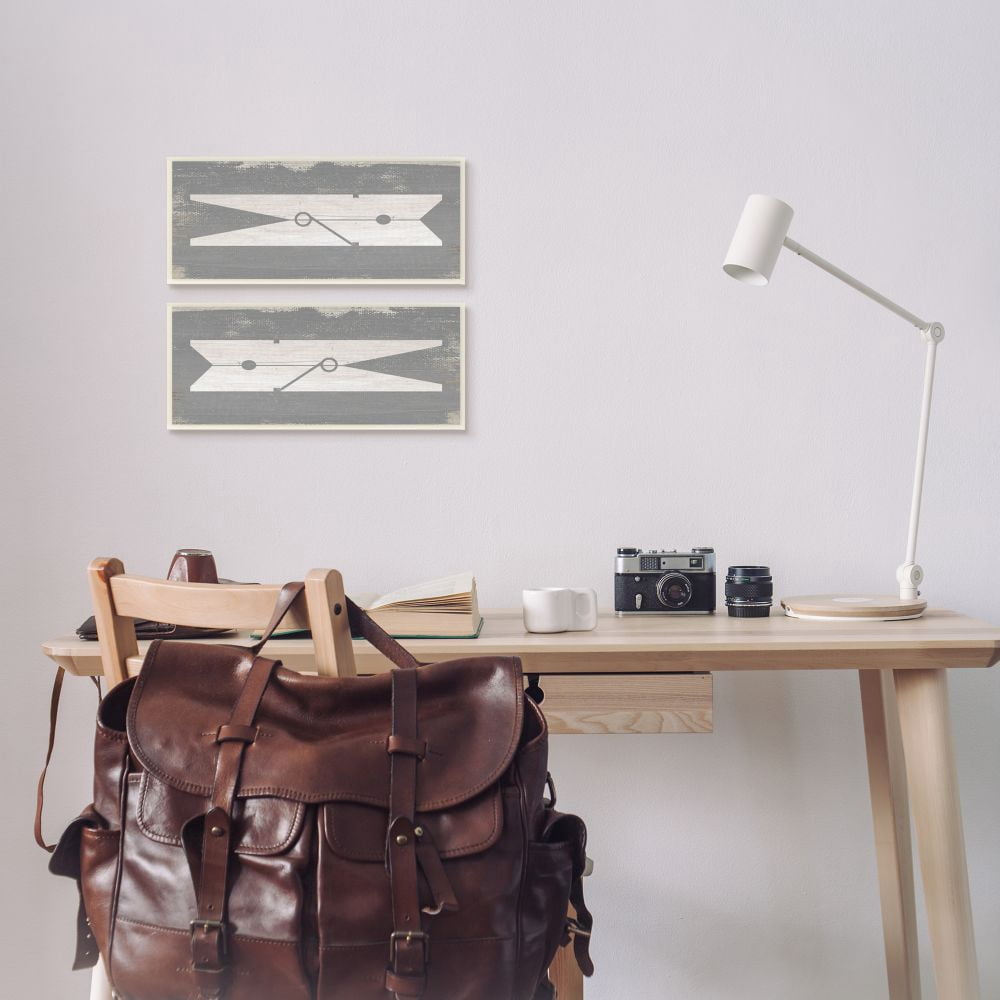 Stupell Industries Simple Laundry Clothespins Distressed Grey Design Designed by Daphne Polselli