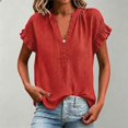 thumbnail image 3 of QASIEATN Trendy Essentials Clothing for Women: Elegant Short Sleeve V Neck Blouse Fall Fashion Outfits for Women, 3 of 6