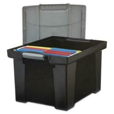 Advantus File Tote Storage Box w/Lid, Legal/Letter, Plastic, Black ...