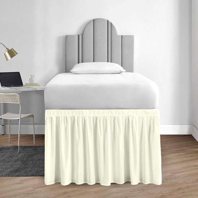 Dorm Room Bed Skirt, Extra Long College Dorm Bed Skirt, Twin XL 32 Inch Drop, Ruffled Design 100% Microfiber Bed Skirt for Dorm Room Bedding (Beige, Twin XL - 36"" Drop)