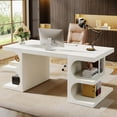 thumbnail image 3 of 62" Large Computer Desk, Executive Office Desk with Storage Shelves, 3 of 5
