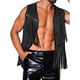 thumbnail image 1 of INSPIRE CHIC Chalecos para hombres con flecos y borlas, estilo retro, sin mangas, abiertos, color negro, talla L, 1 of 6