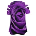 thumbnail image 5 of Purple Rose Womens Summer V Neck Zipper Top Short Sleeve T Shirt Off Shoulder Top Casual Classy Loose Shirts, 5 of 7
