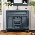 thumbnail image 4 of 36-inch Blue Modern Bathroom Vanity - Durable Ceramic Basin with 1" Edge - Resists Damage, 4 of 6