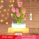 thumbnail image 2 of Luz nocturna en forma de tulipán | Pequeña lámpara de ambiente para interiores | Adorno decorativo de mesa | Hogar, dormitorio, sala de estar, uso de estudio | Funciona con pilas | Idea de regalo, 2 of 5