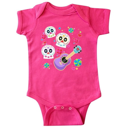 

Inktastic Day of the Dead Owl Sugar Skulls and Guitar Gift Baby Boy or Baby Girl Bodysuit