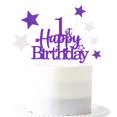 thumbnail image 1 of Cake Topper Pargleev 1.º Cumpleaños Morado y Plateado con Brillo, 1 of 5