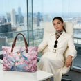 thumbnail image 3 of ZUXONGSY Hummingbird Cherry Blossom Print Tote Bag for Women Travel Tote Handbag Top Zipper Shoulder Purse Large Capacity Pu Leather Commuter Bags, 3 of 6