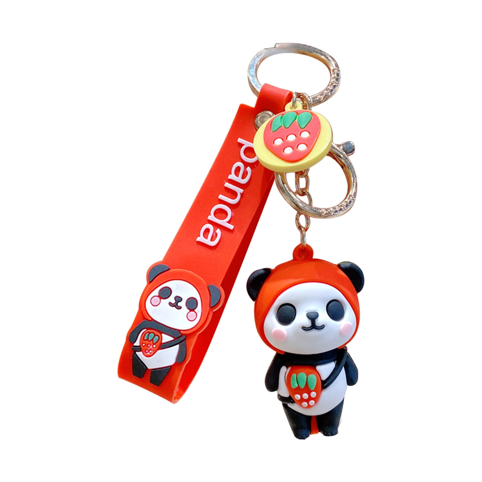 Dengmore Keychain Pandas Figure Pvc For Key Wrist Lanyard Key Ring