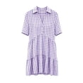 thumbnail image 7 of SAWOBUUN Womens Summer Gingham Shirt Dress Casual Short Sleeve V Neck Button Tiered Mini Dress Casual Plaid Dress, 7 of 7
