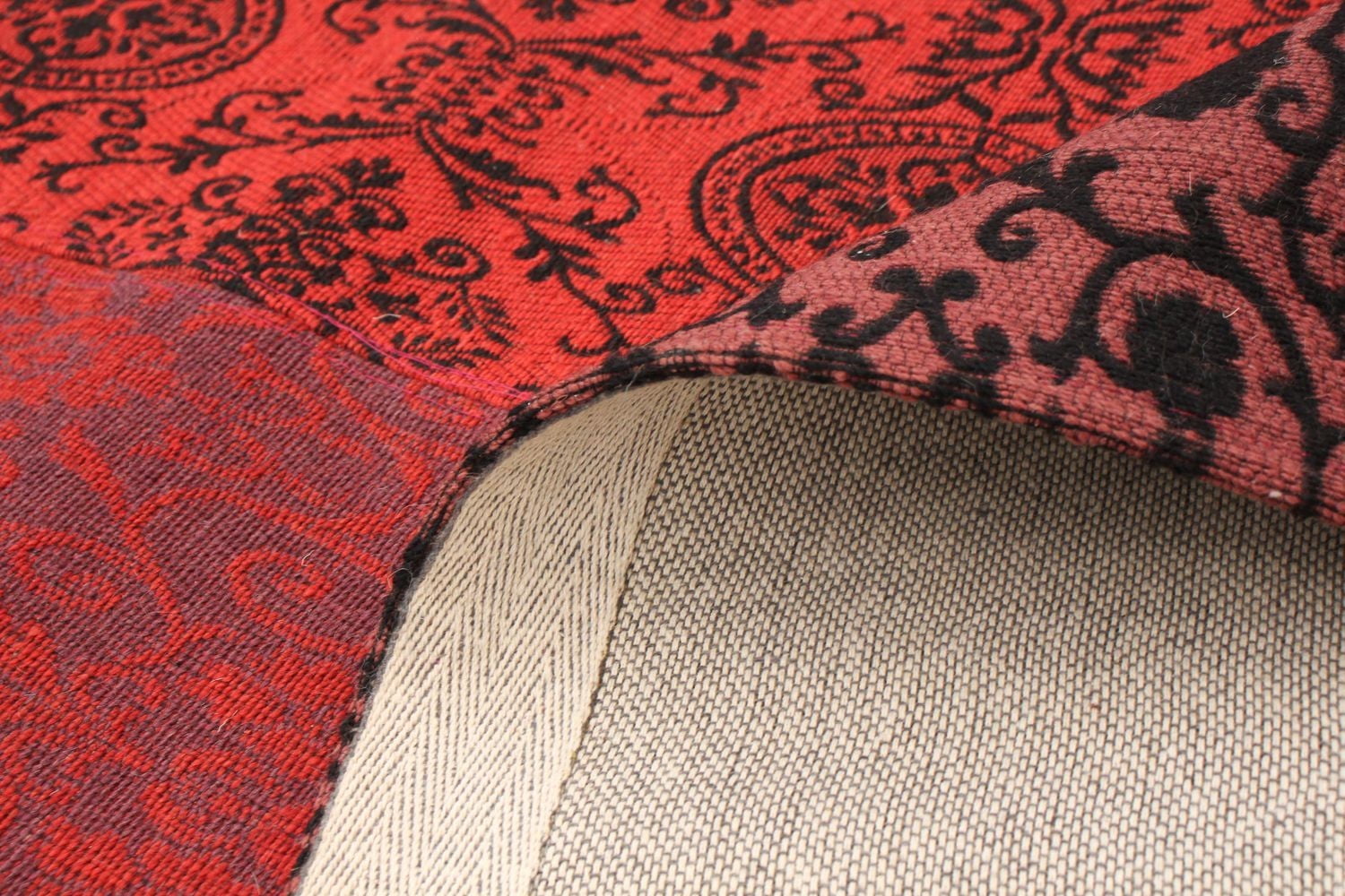 ECARPETGALLERY 6'7" x 9'9" Transitional Collage Handmade Area Rug for Living Room, Dining Room and Bedroom in Red