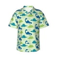thumbnail image 1 of Balery Cute Dinosaur Blue Green Camisas hawaianas de manga corta para hombre, camisas playeras de corte holgado, camisas de vacaciones con botones,3X-Large, 1 of 7