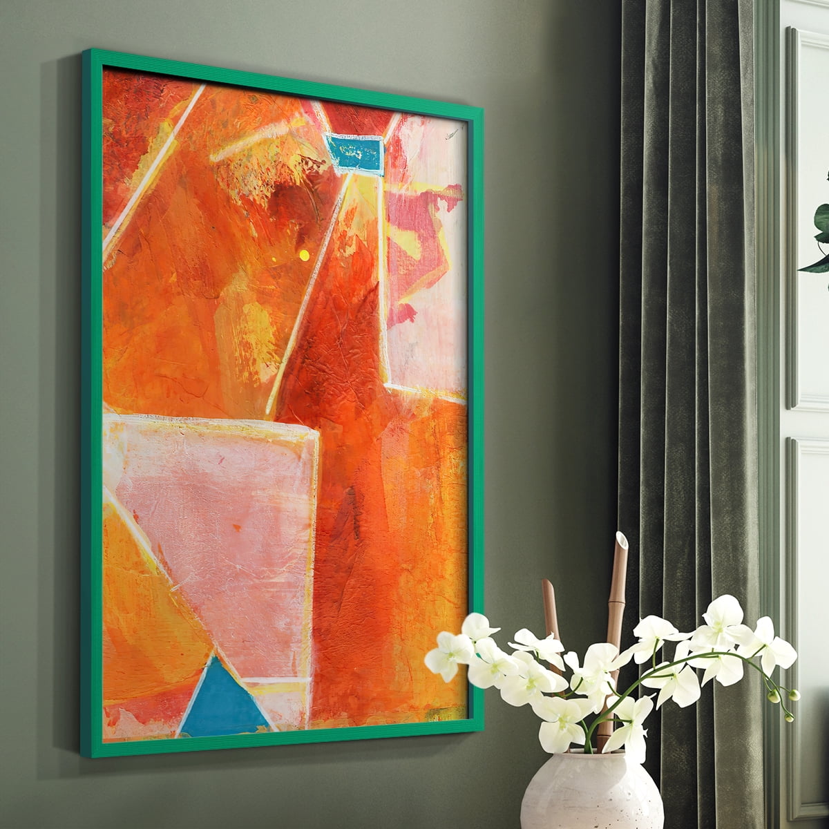 Primary Connection V in Green Solid Wood 8 x 10 Framed Print