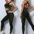 thumbnail image 4 of TNOBHG Yoga Wear Set Women Yoga Suit 2 Pcs/set Sportswear Set Hollow Out Skinny Soft Sweat Absorption Color Matching High Waist Lady Crop Top Leggings Set, 4 of 8