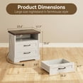 thumbnail image 2 of Farmhouse Nightstand, Bedside Table with Charging Station and USB, End Table with 2 Drawers, Night Stand for Bedroom, Dark Walnut & White, 2 of 7