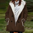 thumbnail image 2 of LYXSSBYX Winter Coats for Women 2023 Trendy Velvet Double Breasted Hooded Solid Color European and American Mid Length Women's Solid Color Temperament Commuting Jacket, 2 of 5