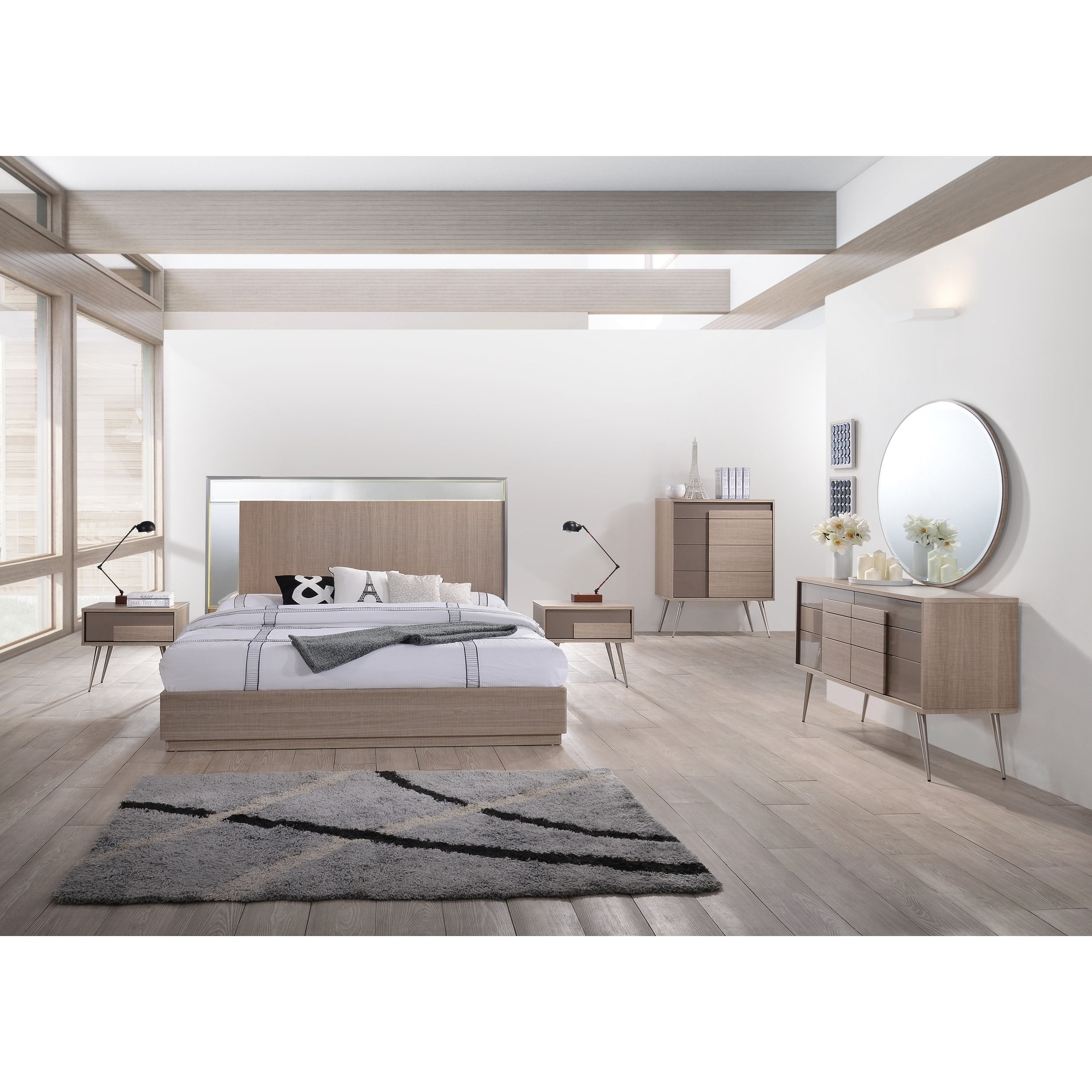 Best Master Furniture Brazil Taupe Bronze 5 Pcs Bedroom Set Cal King Walmart Com Walmart Com