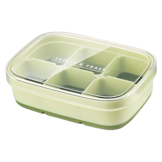 Ice Cube Tray 6-Compartment Square Ice Mold for Whiskey Cocktails Drinks with Lid 4.44 in x 2.95 in x 1.41 in