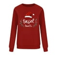 thumbnail image 4 of Ounisa Women Christmas Fleece Sweaters Long Sleeve Crewneck Blouse Pullover Christmas Hat Graphic Sweatshirts Holiday Graphic Shirts, 4 of 6
