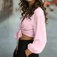 thumbnail image 4 of Women's Swimwear Cover Ups Tops Tie Front Knot Swimsuit Bikini Bathing Suit Long Sleeve Soft Beach Wrap Shirt, 4 of 7
