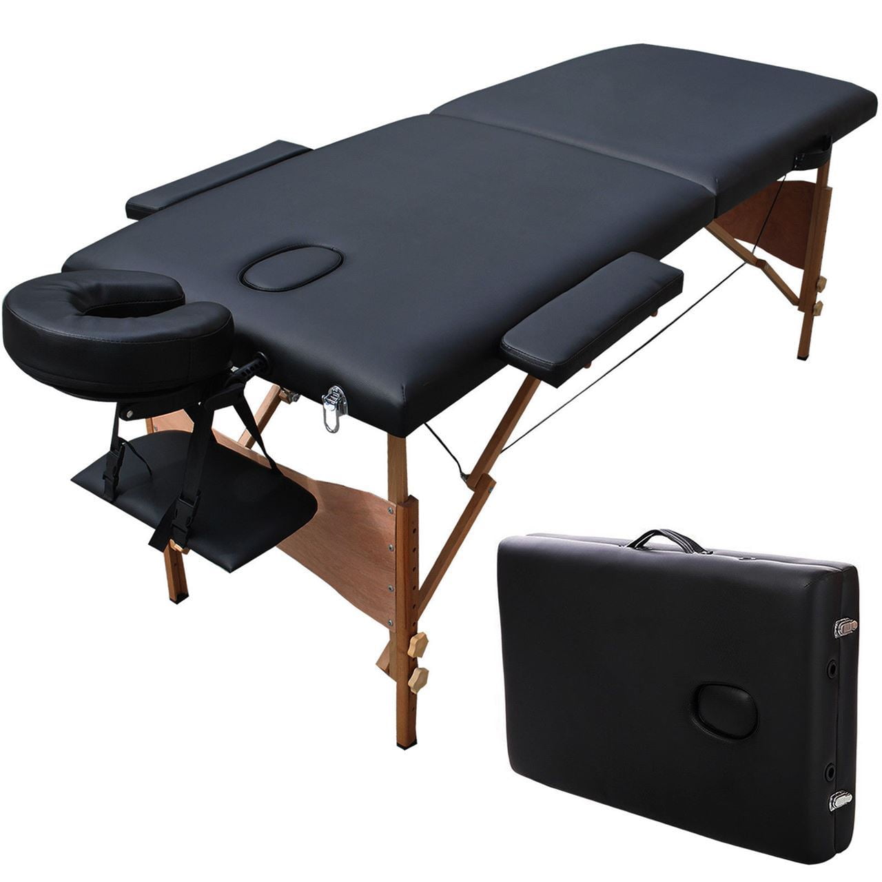Massage Table Portable Facial Spa Bed Tattoo with Free Carry Case Black