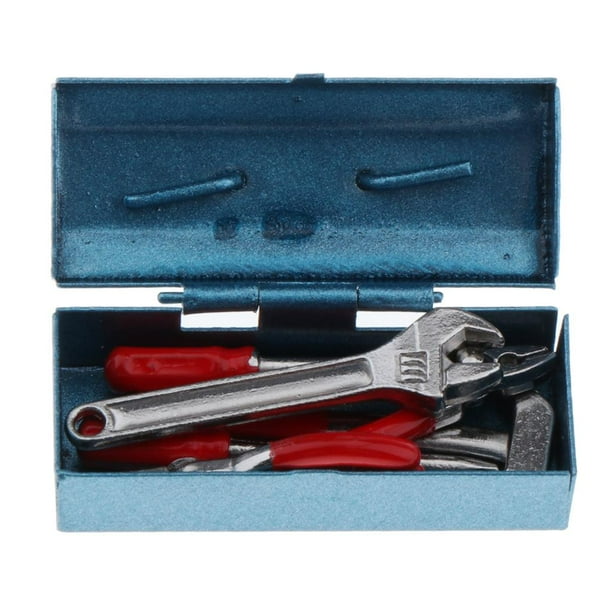 1:12 Casa de Simulación Hugo Reparación Herramientas manuales Conjunto Caja de herramientas Garaje rojo