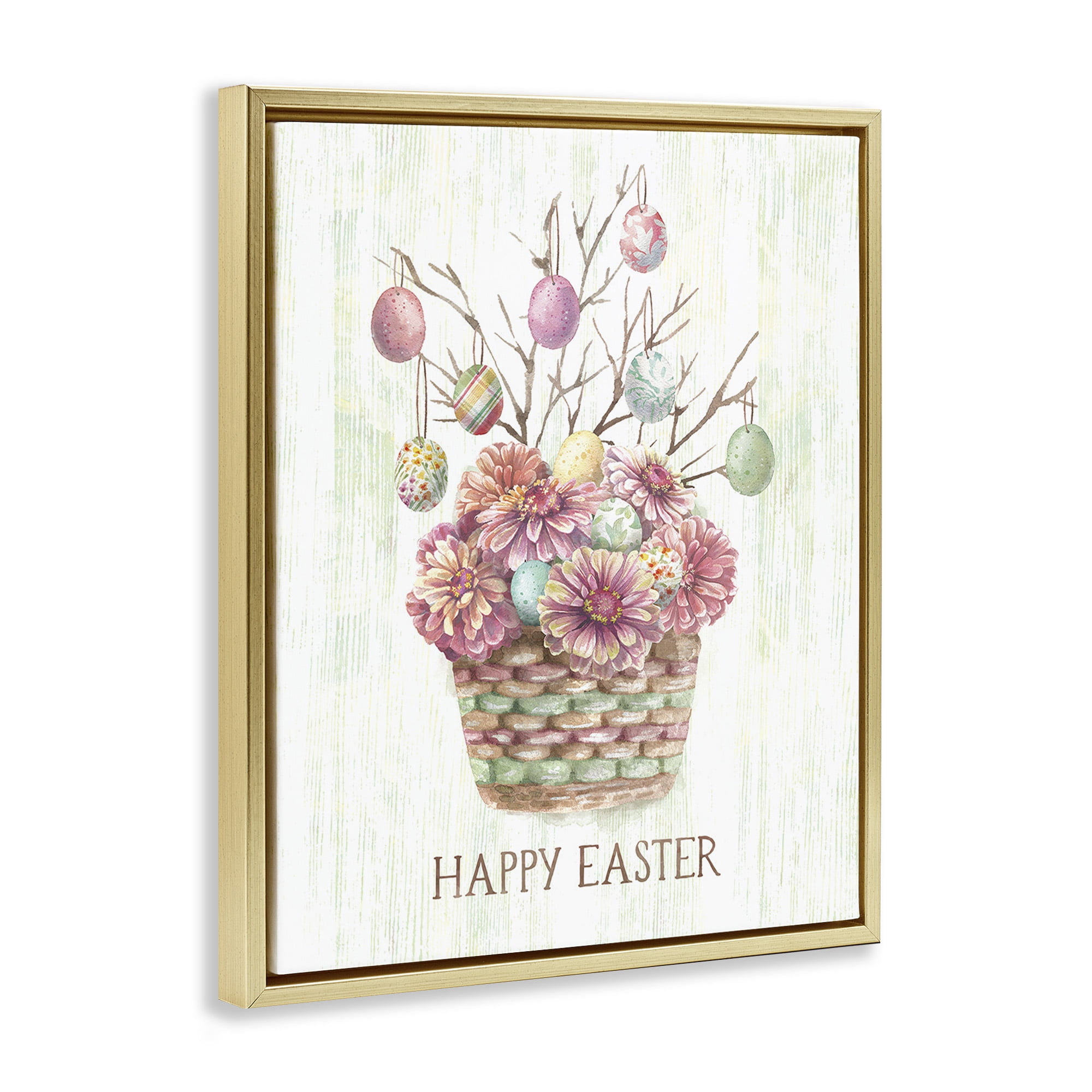 Happy Easter Bouquet Gold Floating Frame Canvas Art, 17 x 21, By Courtney Morgenstern