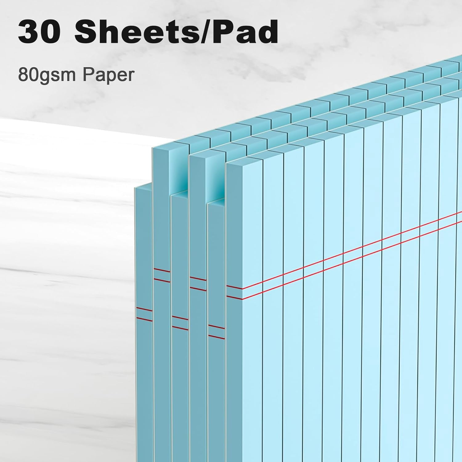 AllWays Plaza Blue Legal Pad Note Pads 8.5 x 11 inch, Wide Ruled Clear Print Writing Pads 30 Sheets/Pad, 20lb Colored Paper, Perforated Notepad with Sturdy Back (3 Pads Blue)