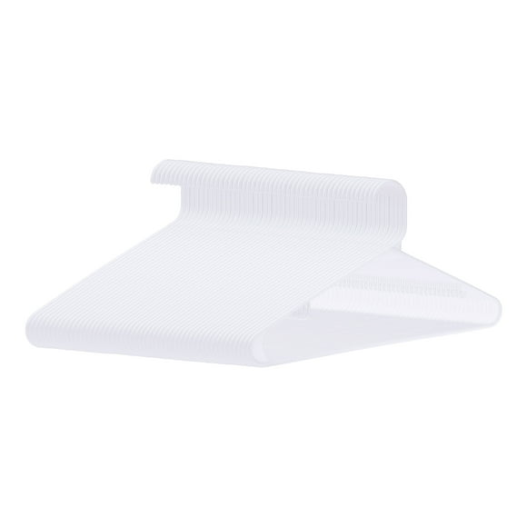 REGALWOVEN Plastic Hangers, 50 Pack Clothes Hangers, Perfect Coat Hangers, and General Space Saving Clothes Hangers for Closet, Pants, or Shirts White