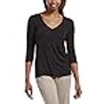 thumbnail image 3 of HUE Womens 3/4 Sleeve V-Neck Sleep Tee Large Black, 3 of 3