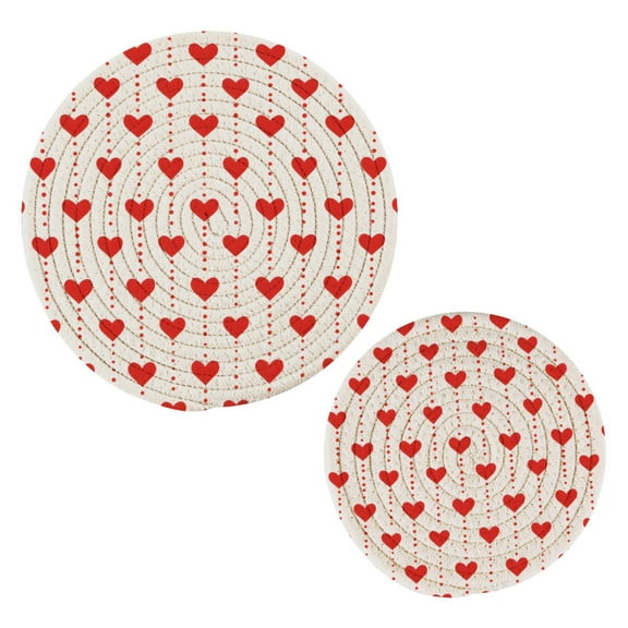 Love Heart Polka Dots Pot Holders Set Trivets Hot Pads Cotton Mats for Cooking