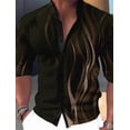 thumbnail image 1 of Camisa de manga larga para hombre, estampado gráfico degradado, cuello alto geométrico, ropa de calle para exteriores, ropa informal, 1 of 6