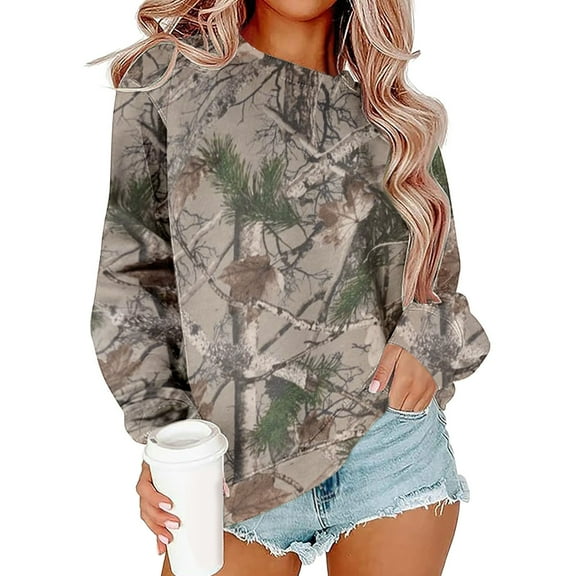 KHONTS Women's Trendy Long Sleeve Sweatshirts Basic Crewneck T Shirts Fall Casual Workout Y2k Tops Brown XL