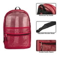 thumbnail image 2 of Solid Color Transparent See Through Mesh Stadium Approved Backpack for Travel and Commuting in Red, 2 of 7