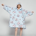 thumbnail image 2 of Ovesized Wearable Blanket Hoodie Winter Cute Print Fleece Sleepwaer Warm And Cozy Sofa Homewaer, 2 of 3
