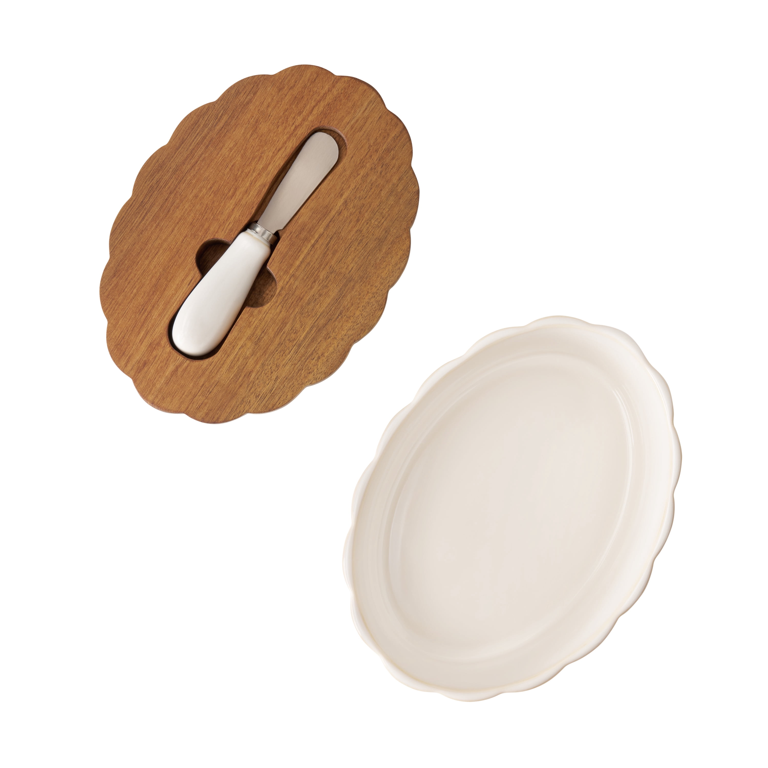 The Pioneer Woman Colette Stoneware Butter Dish, White
