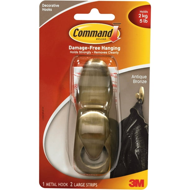 Command Forever Classic Hook, Bronze, Large, 1 Hook, 2 Strips/Pack