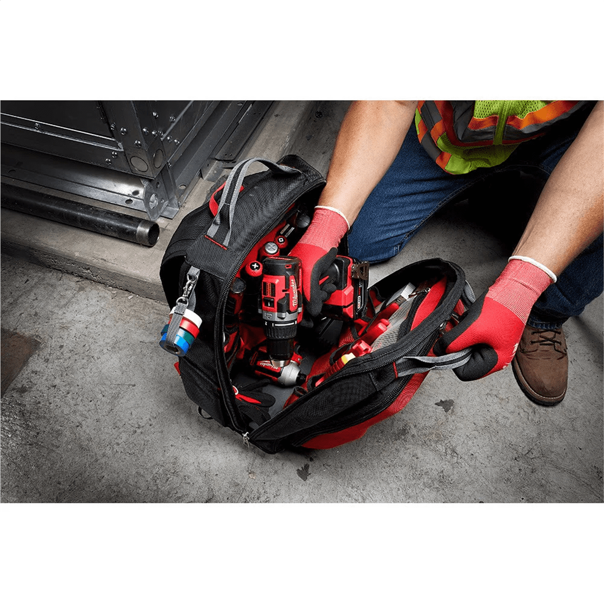 Milwaukee PACKOUT 15 in Tool Backpack (48-22-8301) – 48-Pocket Storage, Hard Shell Electronics Pocket, Load-Bearing Harness