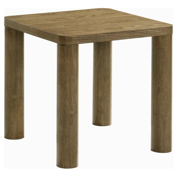 Compact Brown Oak End Table with Rounded Corners for Small Living Room Spaces, Wood Accent Table