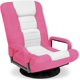 thumbnail image 1 of Songqin Swivel Gaming Chair 360 Degree Multipurpose Floor Chair Rocker for TV, Reading, Playing Video Games w/Lumbar Support, Armrest Handles, Adjustable Foldable Backrest - Pink/White, 1 of 14