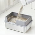 thumbnail image 3 of Cat Litter Box with High Enclosed Side,Stainless Steel Litter Box Stainless Steel Litter Box Enclosed Stainless Steel Large Cat Litter Box XL Litter Box for Multiple Cats, 3 of 7