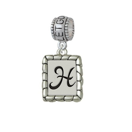 Pebble Border Initial - H - Let Go Let God Charm Bead