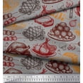 thumbnail image 1 of Soimoi Crepe Silk Fabric Non Veg Dishes & Bread Food Print Sewing Fabric Yard 42 Inch Wide, 1 of 1