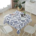 thumbnail image 6 of Boho Blue Floral Table Cloth Waterproof Tablecloths, Vintage Farmhouse Paisley Plant Leaf Tablecloth Dining Table Cover for Kitchen Party Tabletop Outdoor, Square Tablecloth 54x54 Inch, 6 of 9