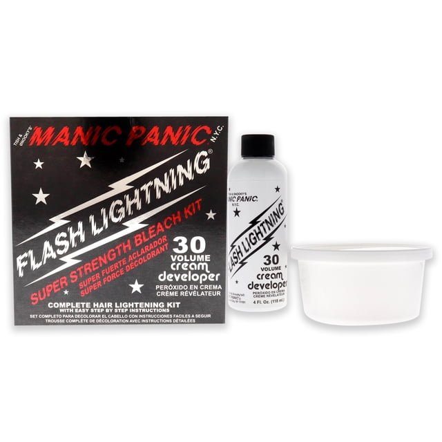 Manic Panic 1.34 oz de blanqueador en polvo sin polvo, 4 oz de desarrollador en crema de 30 volúmenes, 1 tina de plástico para mezclar - 30 Vol. 6 Pc Manic Panic Manic Panic Manic Panic- 30 Vol. 6 Pc