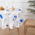 thumbnail image 3 of Floral Tablecloth 60x60 Inch Round, Flower Decoration Table Cloth for Spring Summer, Waterproof Fabric Wrinkle Free Table Cover for Kitchen, Dining Room, Party, Picnic, Camping, Blue, 3 of 6